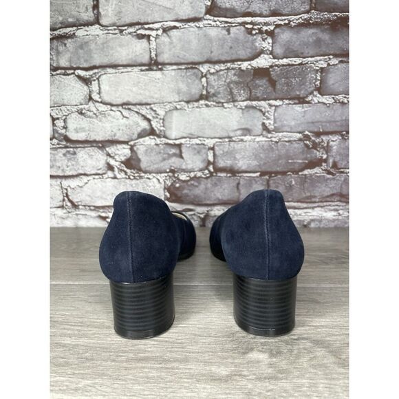 Modabella Navy Blue Suede Leather Round Toe Dress Heels Women’s Sz 38EU/7.5M US - Picture 5 of 16